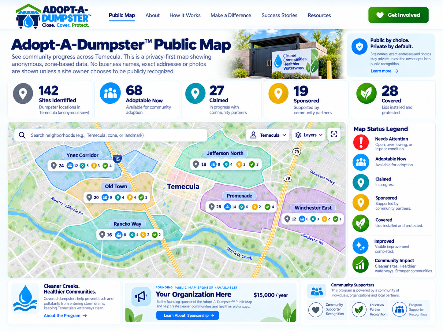 Public community map interface preview