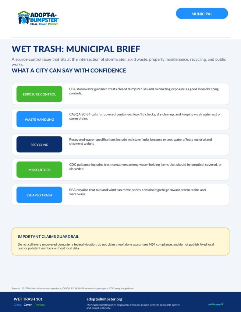 Adopt-A-Dumpster Wet Trash Municipal Executive Brief cover