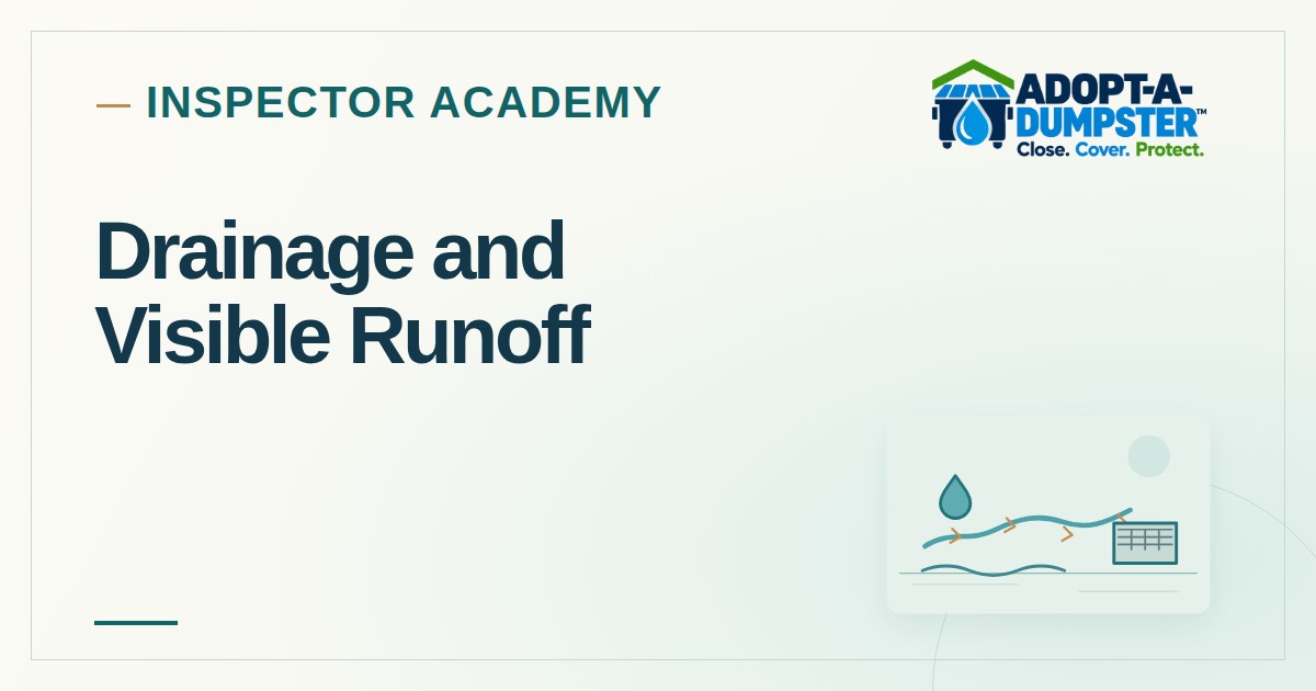 Adopt-A-Dumpster Inspector Academy cover for Drainage and Visible Runoff