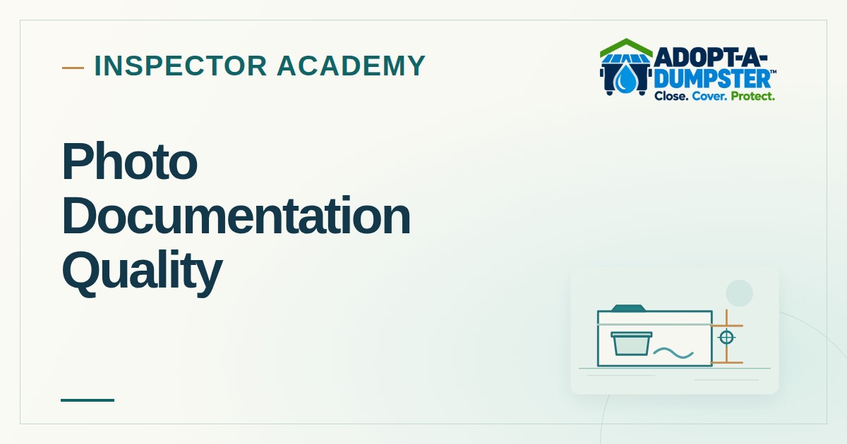Adopt-A-Dumpster Inspector Academy cover for Photo Documentation Quality