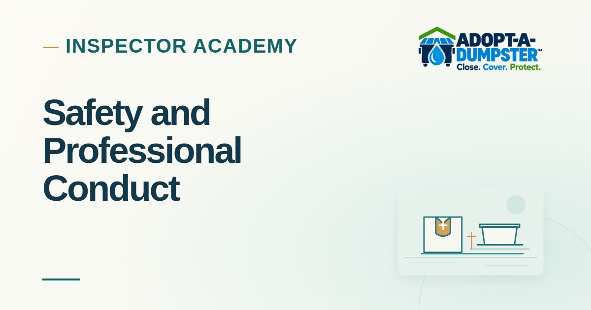 Adopt-A-Dumpster Inspector Academy cover for Safety and Professional Conduct