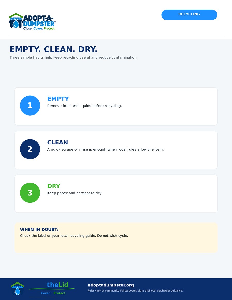 Recycling: Empty, Clean, Dry