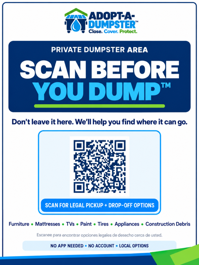 Final Scan Before You Dump full enclosure sign