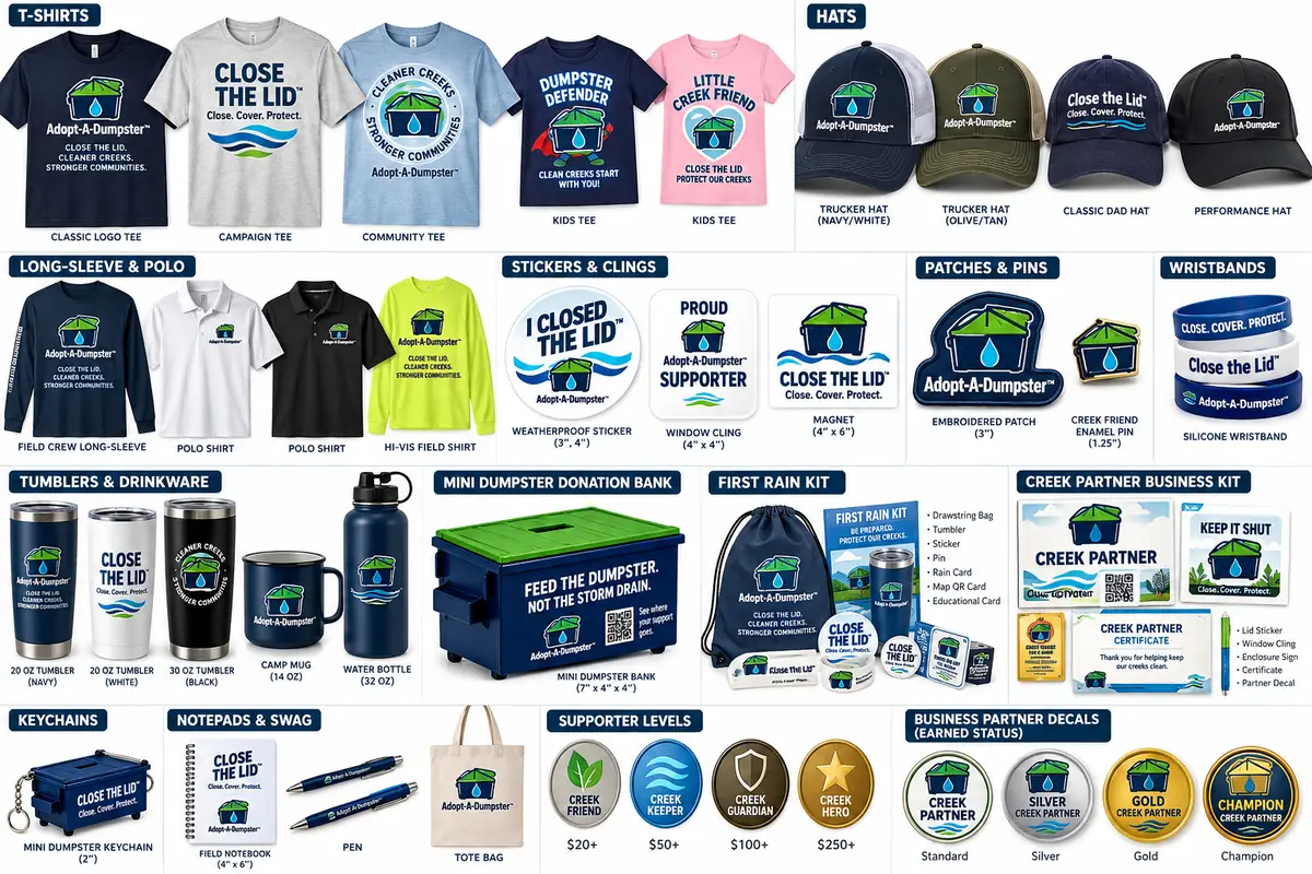 Adopt-A-Dumpster™ approved merchandise catalog board 3