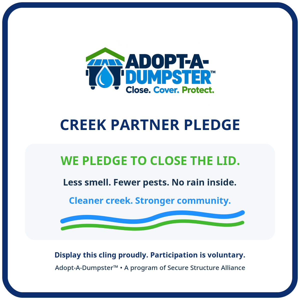 Creek Partner pledge window cling